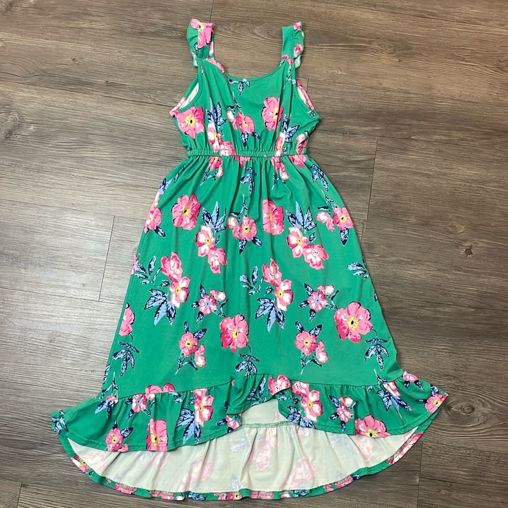 Girls Green/Pink Dress - L (6x)